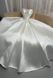 Ndyad Strapless Ball Gown Satin Bridal Dress Simple Modest Wedding Dress HZ1024