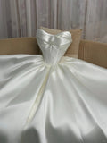 Ndyad Strapless Ball Gown Satin Bridal Dress Simple Modest Wedding Dress HZ1024