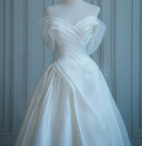 Ndyad Off-the-Shoulder Ball Gown Chiffon Bridal Dress Modest Wedding Dress HZ1024