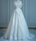 Ndyad Off-the-Shoulder Ball Gown Chiffon Bridal Dress Modest Wedding Dress HZ1024
