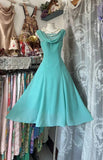 Ndyad Blue A-Line Short Formal Dress Elegant Chiffon Birthday Dress Homecoming Dress HZ1024