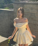 Ndyad Off-the-shoulder Ball Gown Short Formal Dress Sweet Birthday Outfits Homecoming Dress HZ1024