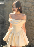 Ndyad Off-the-shoulder Ball Gown Short Formal Dress Sweet Birthday Outfits Homecoming Dress HZ1024
