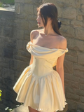 Ndyad Off-the-shoulder Ball Gown Short Formal Dress Sweet Birthday Outfits Homecoming Dress HZ1024