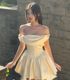Ndyad Off-the-shoulder Ball Gown Short Formal Dress Sweet Birthday Outfits Homecoming Dress HZ1024