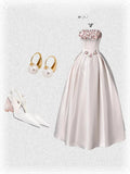 Ndyad Pink Ball Gown Cute Birthday Outfit Satin Applique Formal Dress Sweet 16 Dress HZ1024