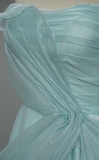 Ndyad Strapless A-Line Evening Dress Tiffany Blue Chiffon Formal Dress Modest Long Prom Dress HZ1024