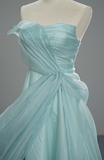 Ndyad Strapless A-Line Evening Dress Tiffany Blue Chiffon Formal Dress Modest Long Prom Dress HZ1024