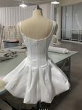 Ndyad Square Neck Ball Gown Satin Short Party Dress Rhinestone Hoco Dresses Elegant Formal Dress Birthday Outfits HZ1024