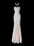 Ndyad Mermaid Evening Gown Glamour Lace Sequin Long Prom Dresses Sweetheart Neck Formal Dress HZ1024