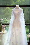 Ndyad Strapless A-Line Tulle Evening Gown Lace Applique Sweet 16 Dress Stunning Prom Dresses with Cape HZ1024