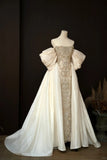 Ndyad Strapless Sheath Tulle Evening Gown Champagne Beaded Elegant Long Prom Dresses HZ1024