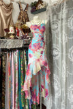 Ndyad Spaghetti Strap Sheath Evening Gown Printed Chiffon Elegant Formal Dress Party Dress HZ1024