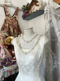 Ndyad White Bateau A-Line Long Evening Gown Elegant Jacquard Satin Formal Dress Birthday Outfit HZ1024