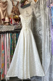 Ndyad White Bateau A-Line Long Evening Gown Elegant Jacquard Satin Formal Dress Birthday Outfit HZ1024