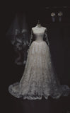 Ndyad White Strapless Bridal Dress Lace Applique Ball Gown Modest Wedding Dress HZ1024