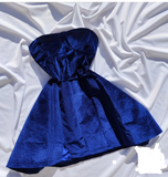 Ndyad Navy A-Line Formal Dress Strapless Party Dress Birthday Dress Velvet Short Homecoming Dresses HZ1024