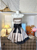 Ndyad Light Brown A-Line Formal Dress Spaghetti Strap Party Dress Birthday Dress Satin Lace Short Homecoming Dresses HZ1024