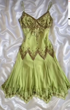 Ndyad Green Sheath Party Dress Spaghetti Straps Chiffon Beading Homecoming Outfit, Elegant Birthday Dress HZ1024