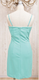 Ndyad Sheath Blue Spaghetti Strap Formal Dress Vintage Short Beaded Satin Homecoming Outfit Elegant Birthday Dress HZ1024