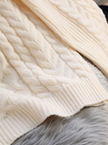 Ndyad embroidered round neck white cable knot sweater HZ1024