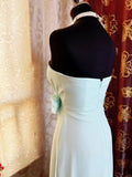 Ndyad Tiffany Blue Sheath Long Prom Dress Chiffon Vintage Evening Gown Sweetheart Formal Dress HZ1024