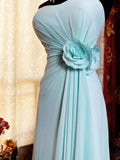 Ndyad Tiffany Blue Sheath Long Prom Dress Chiffon Vintage Evening Gown Sweetheart Formal Dress HZ1024