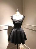 Ndyad Straps A-Line Short Hoco Dresses Satin Birthday Dress Cute Party Formal Dress HZ1024