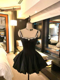 Ndyad Straps Ball Gown Short Hoco Dresses Satin Rinestones Birthday Dress Cute Party Formal Dress HZ1024