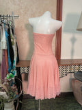 Ndyad Strapless Sheath Short Hoco Dresses Peach Tulle Lace Birthday Dress Cute Party Formal Dress HZ1024