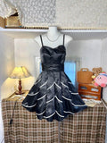 Ndyad Straps A-Line Short Hoco Dresses White Satin Birthday Dress Vintage Formal Dress Graduation Dress HZ1024