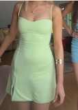 Ndyad Spaghetti Straps Bodycon Formal Dresses Cute Satin Hoco Dresses Party Dress HZ1024