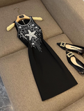 Ndyad Jewel Sheath Formal Dresses Cute Satin Rhinestone Hoco Dresses Party Dress HZ1024