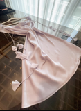 Ndyad Spaghetti Strap Sheath Formal Dresses Cute Taro Purple Satin Hoco Dresses Birthday Outfit Party Dress HZ1024