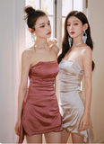 Ndyad Strapless Sheath Formal Dresses Cute Satin Hoco Dresses Birthday Outfit Party Dress HZ1024
