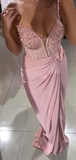 Ndyad Pink Sheath Evening Gowns Sexy Sweetheart Neck Satin Beaded Formal Dress Wedding Guest Dress HZ1024