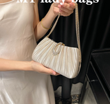 Ndyad Champagne Wedding Bag Sparkly Pleated Banquet Party Handbag HZ1024