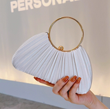 Ndyad New Chic White Pleated Clutch Bag Sparkly Party Handbag HZ1024