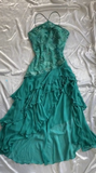 Ndyad Light Jade Sheath Short Homecoming Dress Chiffon Beaded Formal Dress Halter Neck Birthday Dress HZ1024