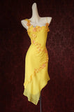 Ndyad Sheath Birthday Formal Dress Yellow Beaded Short Homecoming Dress Fairy Straps Chiffon Applique Graduation Dress HZ1024