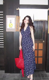 Evafashion Retro Floral Sleeveless Halter Dress HZ1024