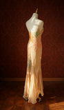 Ndyad Mermaid Spaghetti Strap Chiffon Long Prom Dress Beaded Applique Light Orange Formal Evening Dress Wedding Guest Dress HZ1024