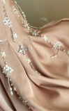 Ndyad A-Line Square Neck Short Birthday Prom Dress Satin Beaded Formal Dress Graduation Dress Middle School Homecoming Dress HZ1024