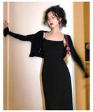 Ndyad French Slim Fit Suspender Hip-wrapped Long Skirt HZ1024