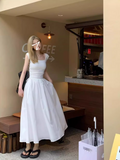 Ndyad Square Neck Beach Vacation Suspender Long Dress HZ1024