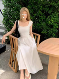 Ndyad Square Neck Beach Vacation Suspender Long Dress HZ1024