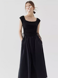 Ndyad Square Neck Beach Vacation Suspender Long Dress HZ1024