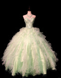 Ndyad Light Green Ball Gown Sweetheart Neck Tulle Beaded Quinceanera Dress Sweet 16 Dress HZ1024