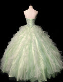 Ndyad Light Green Ball Gown Sweetheart Neck Tulle Beaded Quinceanera Dress Sweet 16 Dress HZ1024