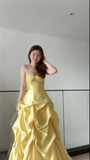 Ndyad Ball Gown Sweetheart Neck Taffeta Yellow Quinceanera Dress Sweet 16 Dress HZ1024